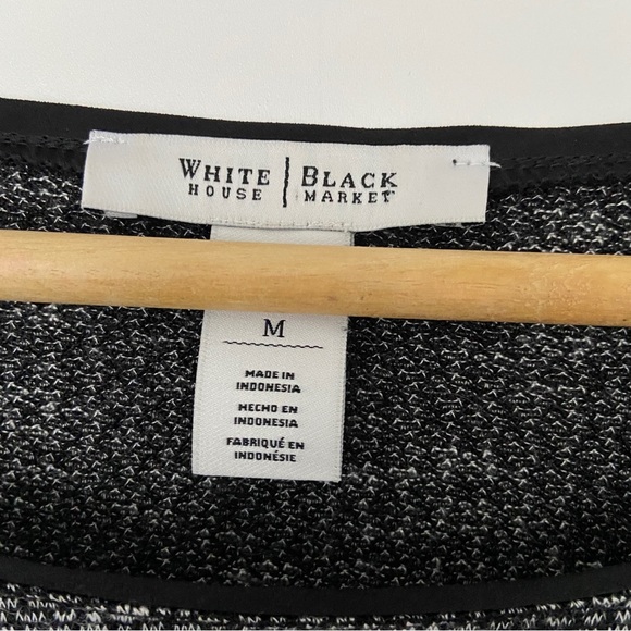 WHITE HOUSE BLACK MARKET GREY/BLACK LONG SLEEVED TEXTURED TOP WITH BLOUSE HEM, M - Picture 7 of 8